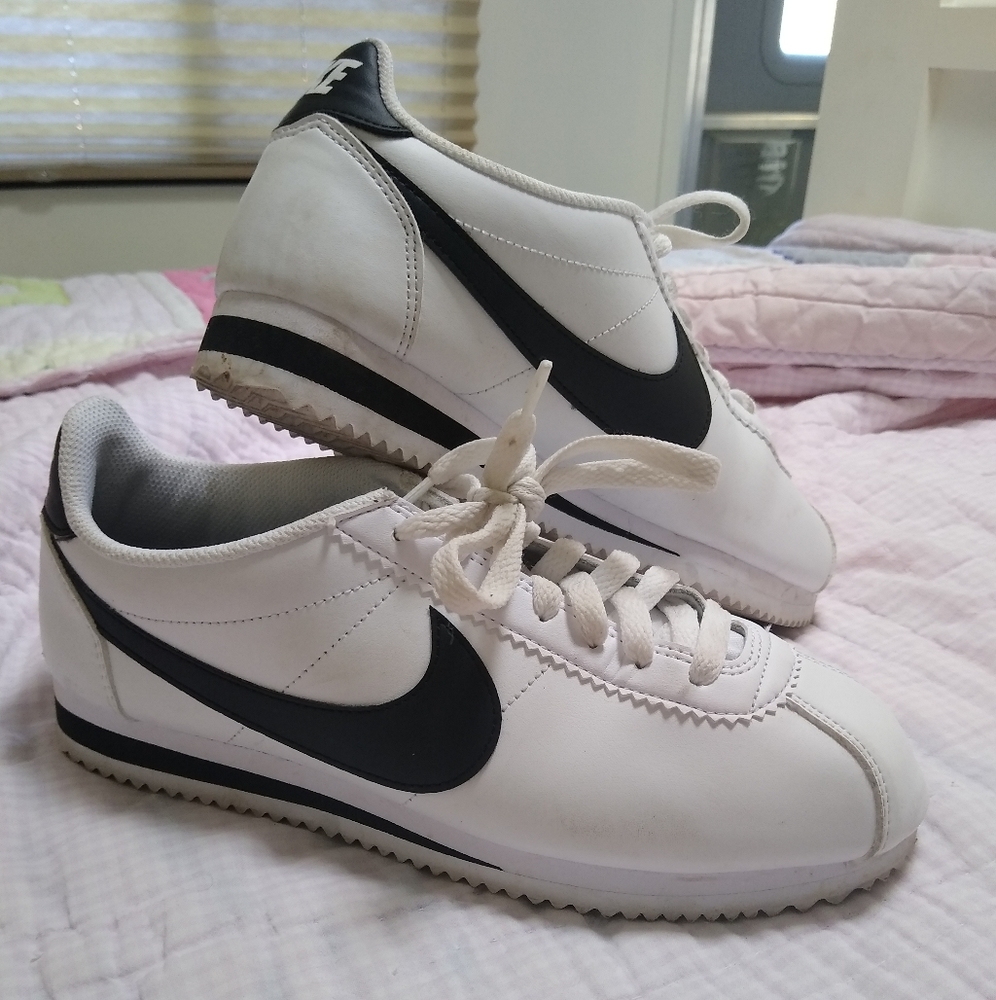 Women's Nike Cortez White with Black Swoosh